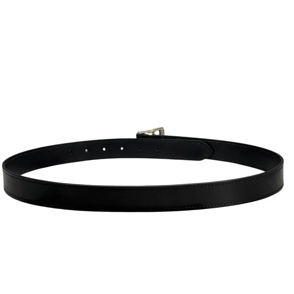 Black Leather Square Silver Buckle 1